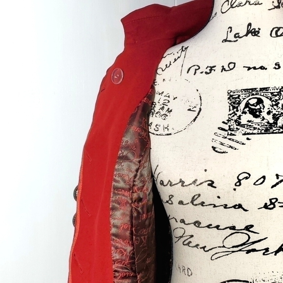 KENSOL- Womens Red Wool/Silk Blend Edgy Chic Jacket Coat New! Sz.Medium - Picture 8 of 14